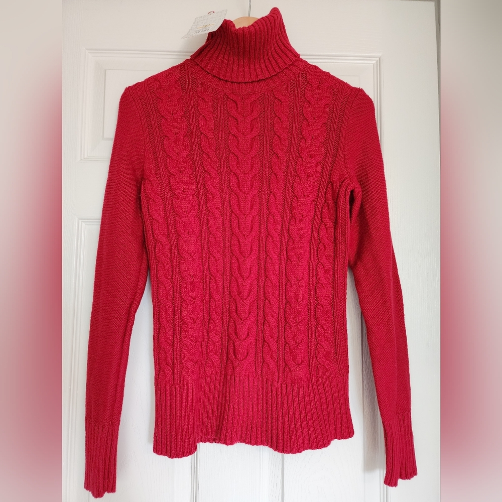 Merona Red Cable Knit Turtleneck Sweater